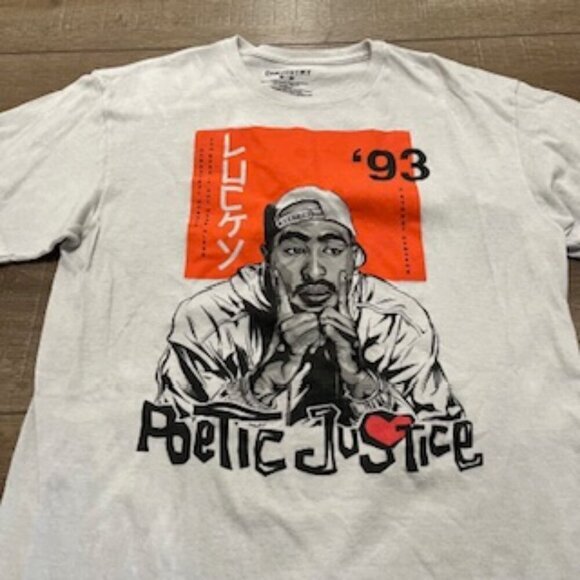 Tupac Shakur T-shirt Mens Medium Poetic‎ Justice 1993 short sleeve gray - Picture 7 of 11